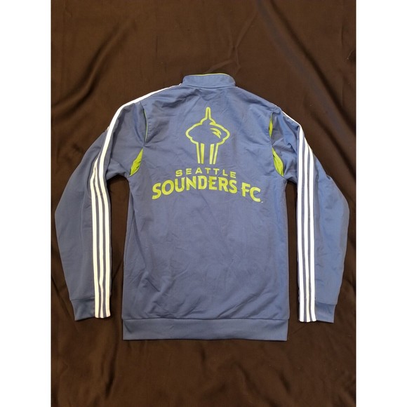 VTG ADIDAS Climalite SEATTLE SOUNDERS FC Training Zip Track Jacket Jersey Medium - Picture 3 of 11